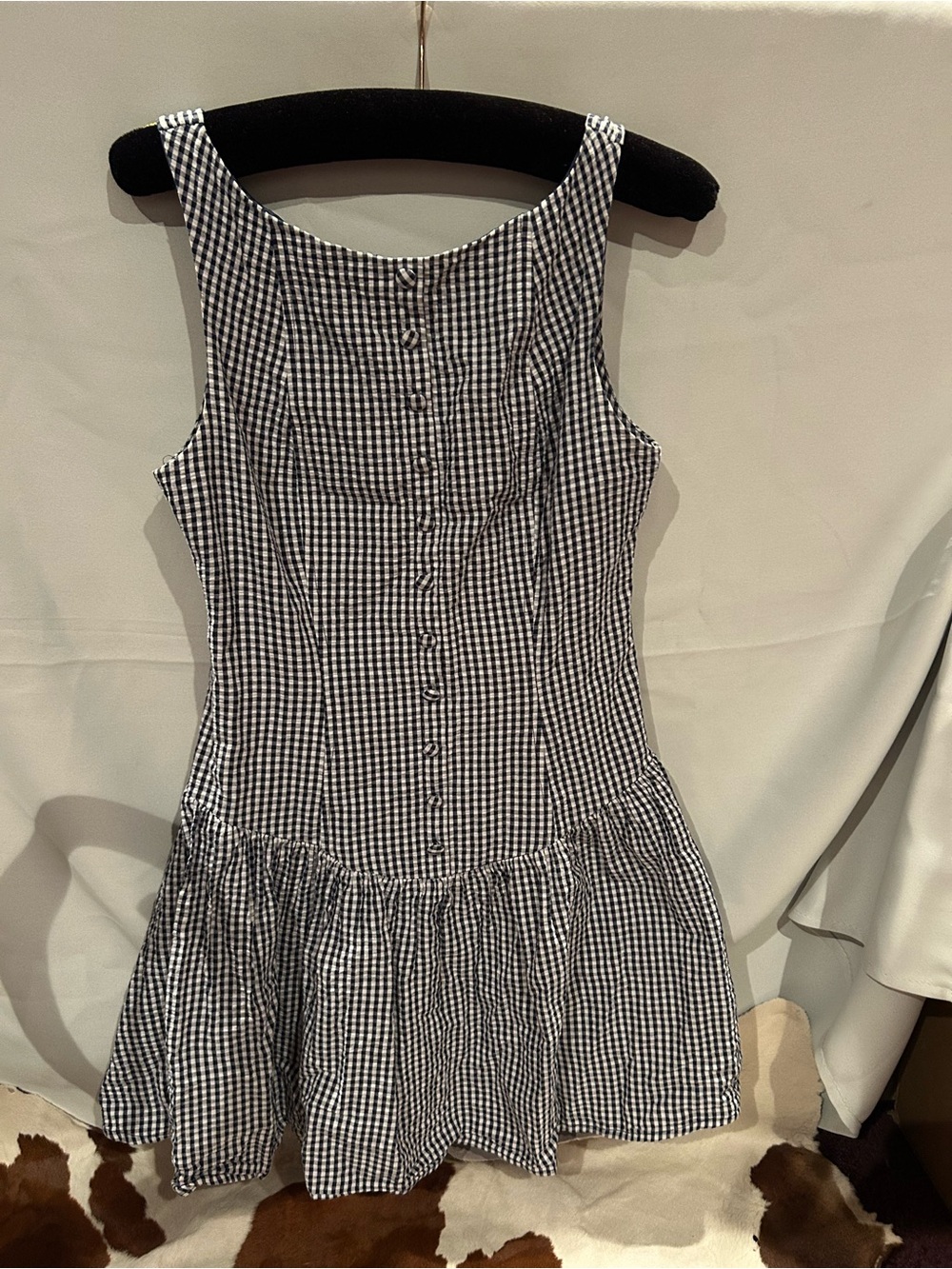 Black & White Gingham Button-Front Sundress